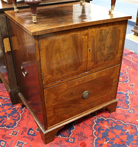 A George III mahogany and boxwood line inlaid night table W.63cm